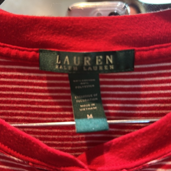 Red Striped Long Sleeve Henley Dress - Picture 4 of 6